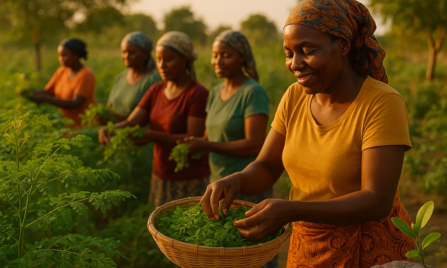 Women harvesting Moringa